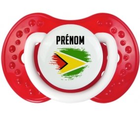 Drapeau effet pinceau Guyane avec prénom Sucette LOVI Dynamic Blanc-rouge classique