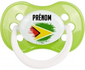 Drapeau effet pinceau Guyane avec prénom Tétine Anatomique Vert classique