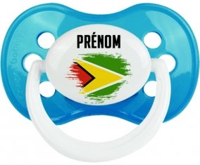 Drapeau effet pinceau Guyane avec prénom Tétine Anatomique Cyan classique