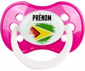 Drapeau effet pinceau Guyane avec prénom Tétine Anatomique Rose foncé classique