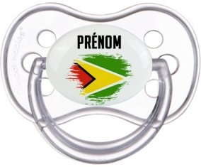Drapeau effet pinceau Guyane avec prénom Tétine Anatomique Transparente classique