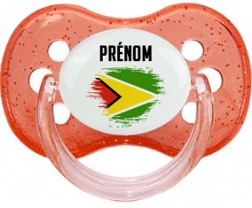 Drapeau effet pinceau Guyane avec prénom Sucette Cerise Rouge à paillette