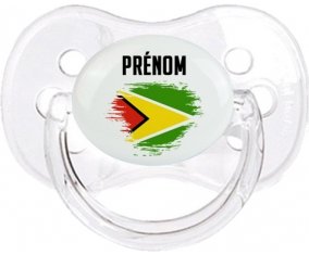 Drapeau effet pinceau Guyane avec prénom Sucette Cerise Transparent classique