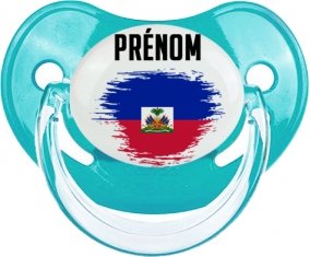 Drapeau effet pinceau Haïti avec prénom : Sucette Physiologique personnalisée