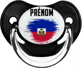 Drapeau effet pinceau Haïti avec prénom Sucette Physiologique Noir classique