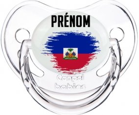 Drapeau effet pinceau Haïti avec prénom Sucette Physiologique Transparent classique
