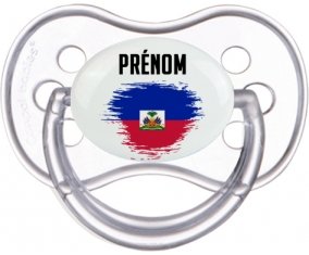 Drapeau effet pinceau Haïti avec prénom Sucette Anatomique Transparente classique