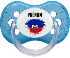Drapeau effet pinceau Haïti avec prénom : Tétine Cerise personnalisée