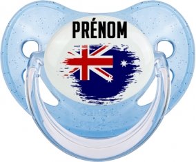 Drapeau effet pinceau Îles Heard et Mcdonald avec prénom Tétine Physiologique Bleue à paillette