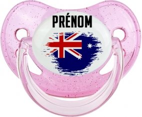 Drapeau effet pinceau Îles Heard et Mcdonald avec prénom Tétine Physiologique Rose à paillette