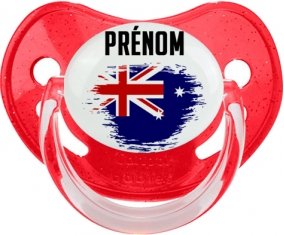 Drapeau effet pinceau Îles Heard et Mcdonald avec prénom Tétine Physiologique Rouge à paillette