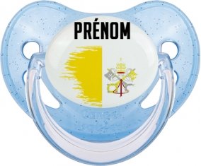 Drapeau effet pinceau Saint-Siège avec prénom Sucete Physiologique Bleue à paillette