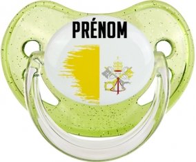 Drapeau effet pinceau Saint-Siège avec prénom Sucete Physiologique Vert à paillette