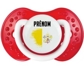 Drapeau effet pinceau Saint-Siège avec prénom Tétine LOVI Dynamic Blanc-rouge classique
