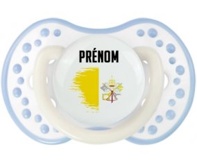 Drapeau effet pinceau Saint-Siège avec prénom Tétine LOVI Dynamic Blanc-cyan classique
