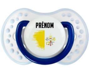 Drapeau effet pinceau Saint-Siège avec prénom Tétine LOVI Dynamic Marine-blanc-bleu classique