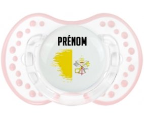 Drapeau effet pinceau Saint-Siège avec prénom Tétine LOVI Dynamic Retro-blanc-rose-tendre classique
