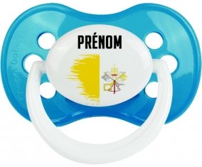 Drapeau effet pinceau Saint-Siège avec prénom Sucette Anatomique Cyan classique