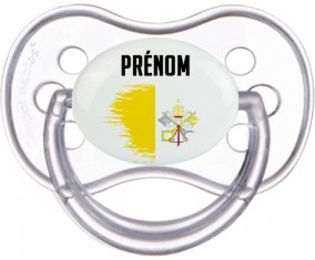 Drapeau effet pinceau Saint-Siège avec prénom Sucette Anatomique Transparente classique