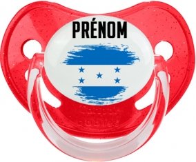 Drapeau effet pinceau Honduras avec prénom Sucette Physiologique Rouge à paillette