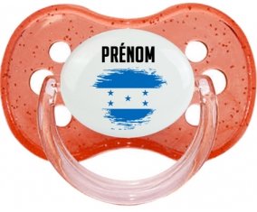 Drapeau effet pinceau Honduras avec prénom Sucette Cerise Rouge à paillette