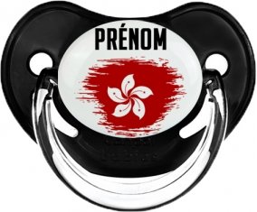 Drapeau effet pinceau Hong Kong avec prénom Sucette Physiologique Noir classique