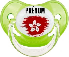 Drapeau effet pinceau Hong Kong avec prénom Sucette Physiologique Vert classique
