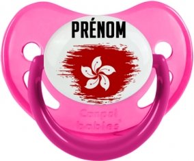 Drapeau effet pinceau Hong Kong avec prénom Sucette Physiologique Rose phosphorescente