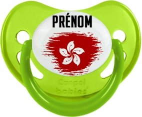 Drapeau effet pinceau Hong Kong avec prénom Sucette Physiologique Vert phosphorescente