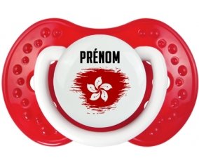 Drapeau effet pinceau Hong Kong avec prénom Sucette LOVI Dynamic Blanc-rouge classique