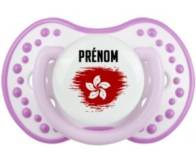 Drapeau effet pinceau Hong Kong avec prénom Sucette LOVI Dynamic Blanc-mauve classique