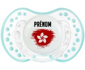 Drapeau effet pinceau Hong Kong avec prénom Sucette LOVI Dynamic Retro-blanc-lagon classique