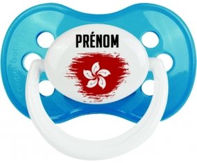 Drapeau effet pinceau Hong Kong avec prénom Sucette Anatomique Cyan classique