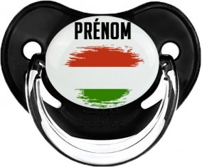 Drapeau effet pinceau Hongrie avec prénom Tétine Physiologique Noir classique