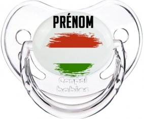 Drapeau effet pinceau Hongrie avec prénom Tétine Physiologique Transparent classique