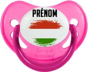 Drapeau effet pinceau Hongrie avec prénom Tétine Physiologique Rose phosphorescente