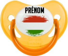 Drapeau effet pinceau Hongrie avec prénom Tétine Physiologique Jaune phosphorescente