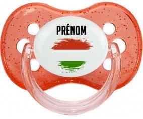 Drapeau effet pinceau Hongrie avec prénom Sucete Cerise Rouge à paillette