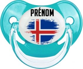 Drapeau effet pinceau Islande avec prénom : Sucette Physiologique personnalisée