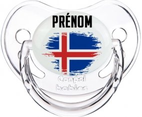 Drapeau effet pinceau Islande avec prénom Sucete Physiologique Transparent classique