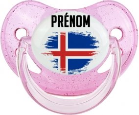 Drapeau effet pinceau Islande avec prénom Sucete Physiologique Rose à paillette