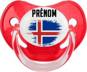 Drapeau effet pinceau Islande avec prénom Sucete Physiologique Rouge à paillette