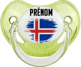 Drapeau effet pinceau Islande avec prénom Sucete Physiologique Vert à paillette