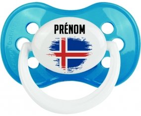 Drapeau effet pinceau Islande avec prénom Sucette Anatomique Cyan classique