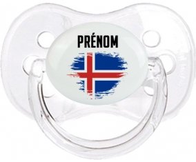 Drapeau effet pinceau Islande avec prénom Sucette Cerise Transparent classique