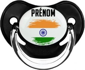 Drapeau effet pinceau Inde avec prénom Sucette Physiologique Noir classique