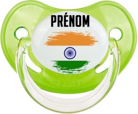 Drapeau effet pinceau Inde avec prénom Sucette Physiologique Vert classique