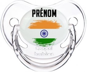 Drapeau effet pinceau Inde avec prénom Sucette Physiologique Transparent classique
