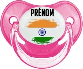 Drapeau effet pinceau Inde avec prénom Sucette Physiologique Rose classique