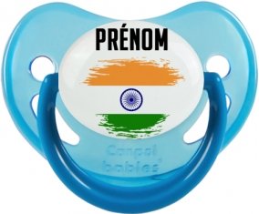 Drapeau effet pinceau Inde avec prénom Sucette Physiologique Bleue phosphorescente